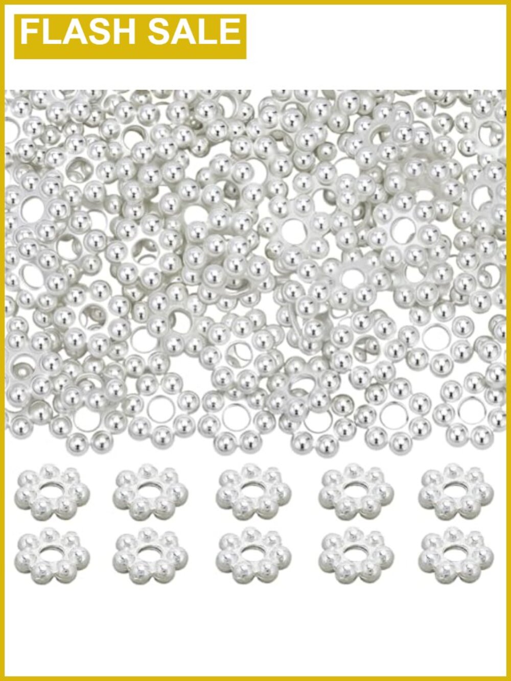 80Pcs 6mm Flower Spacer Beads 925 Sterling Silver Plated 304 Stainless Steel